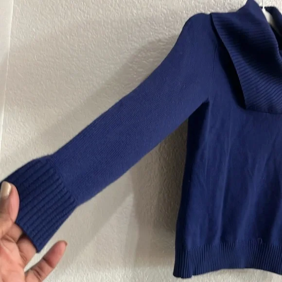 Ports 1961 Women’s Blue Long Sleeve Cowl neck Sweater Size Medium Wool - Picture 4 of 11